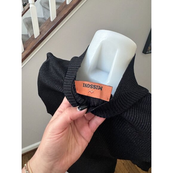 MISSONI Short-sleeved roll-neck sweater glitter effect black size 42 / 6 - Picture 5 of 5